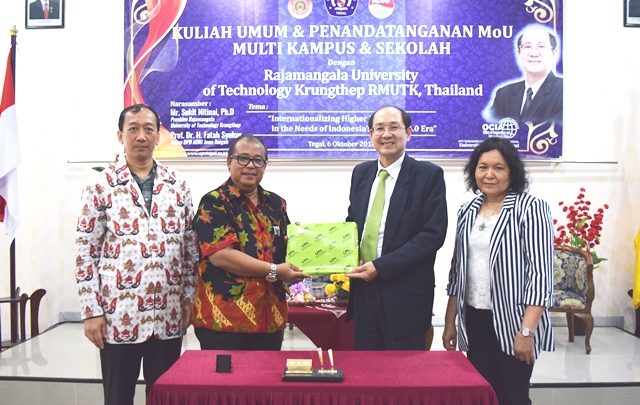 Kuliah Umum dan Penandatanganan MoU Multi Kampus dan Sekolah dengan Rajamangala University of Technology Krungthep RMUTK, Thailand