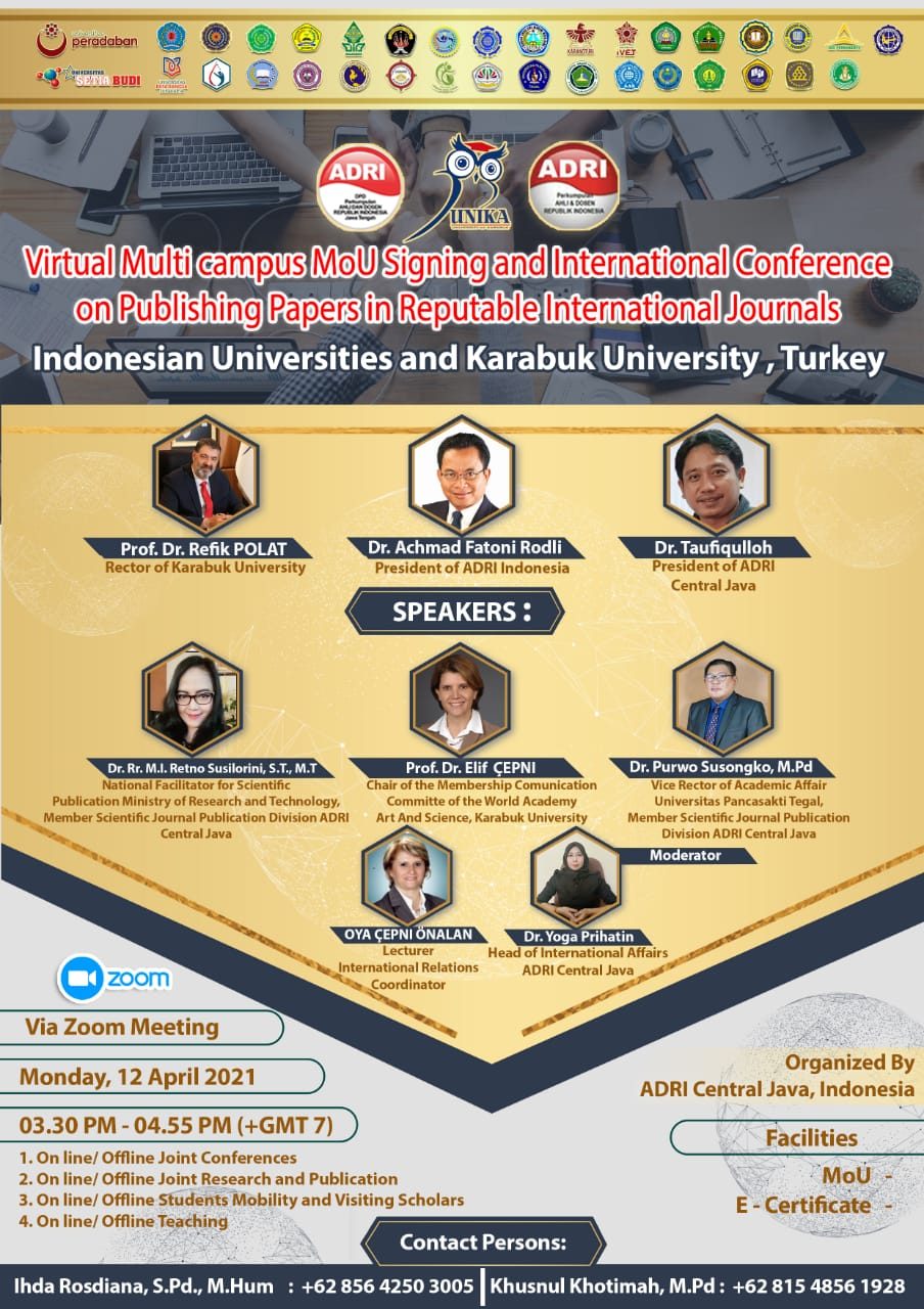 Virtual Multi campus MoU Signing and International Conference on Publishing Papers in Reputable International Journals Indonesian Universities and Karabuk University, Turkey