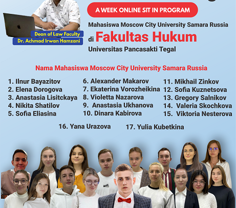 Selamat Datang A Week Online Sit In Program Mahasiswa Moscow City University Samara Rusia di Fakultas Hukum Universitas Pancasakti Tegal