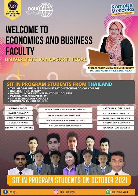 Online Sit In Program Student From Thailand To Economics and Business Faculty Universitas Pancasakti Tegal on October 2021